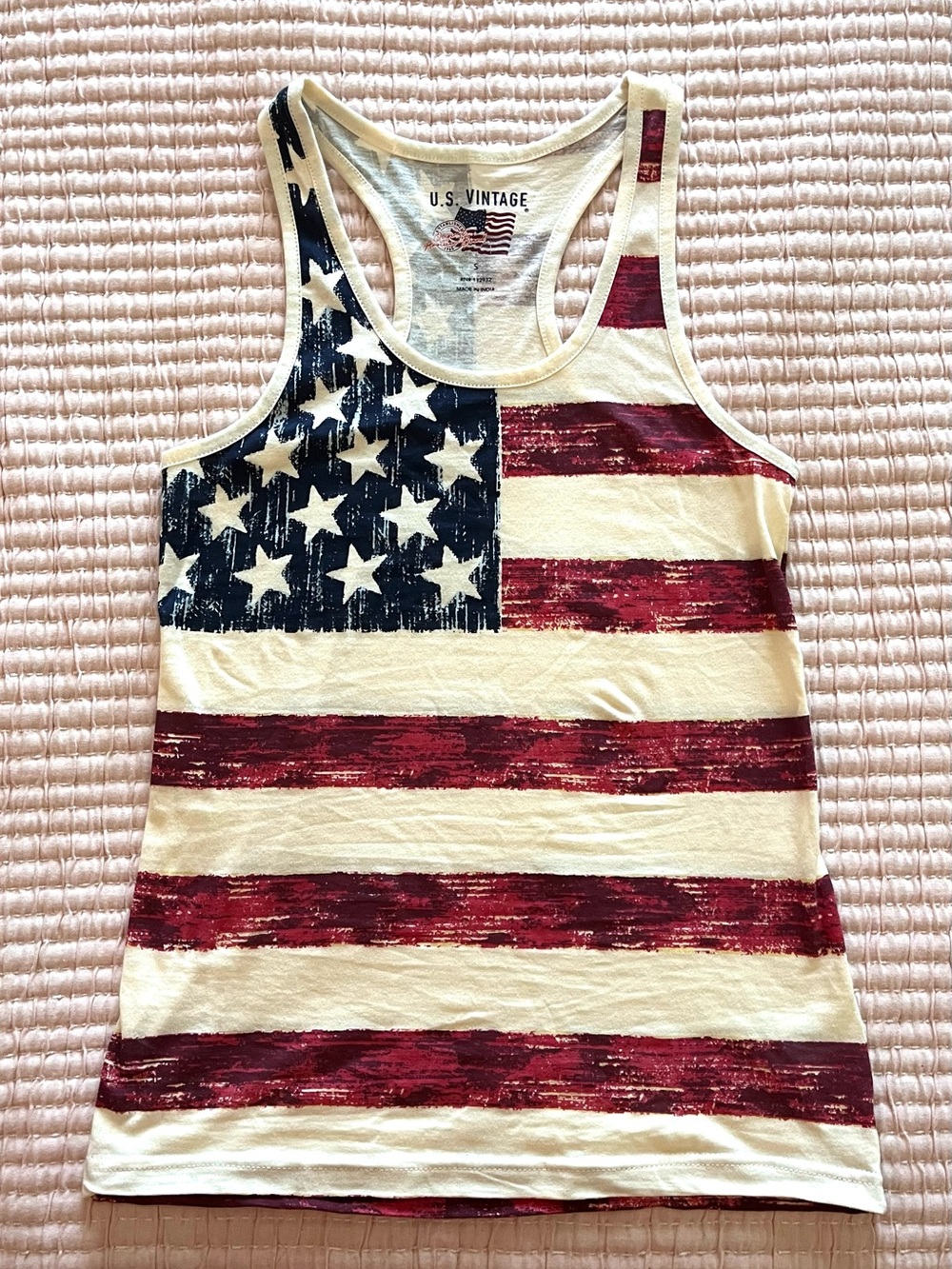 New Without Tag U.S. Vintage USA Flag Tank Top Cotton Size Small